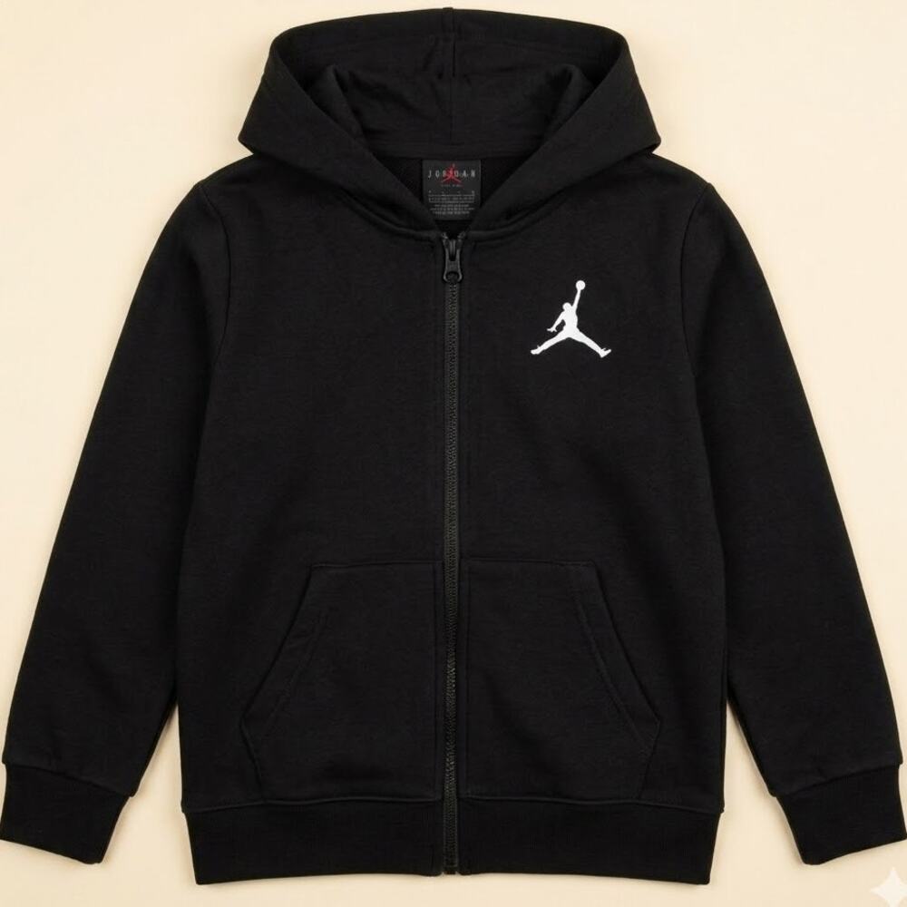 Nike Jordan Boys Full Zip Hoodie Sweatshirt Black Size 7